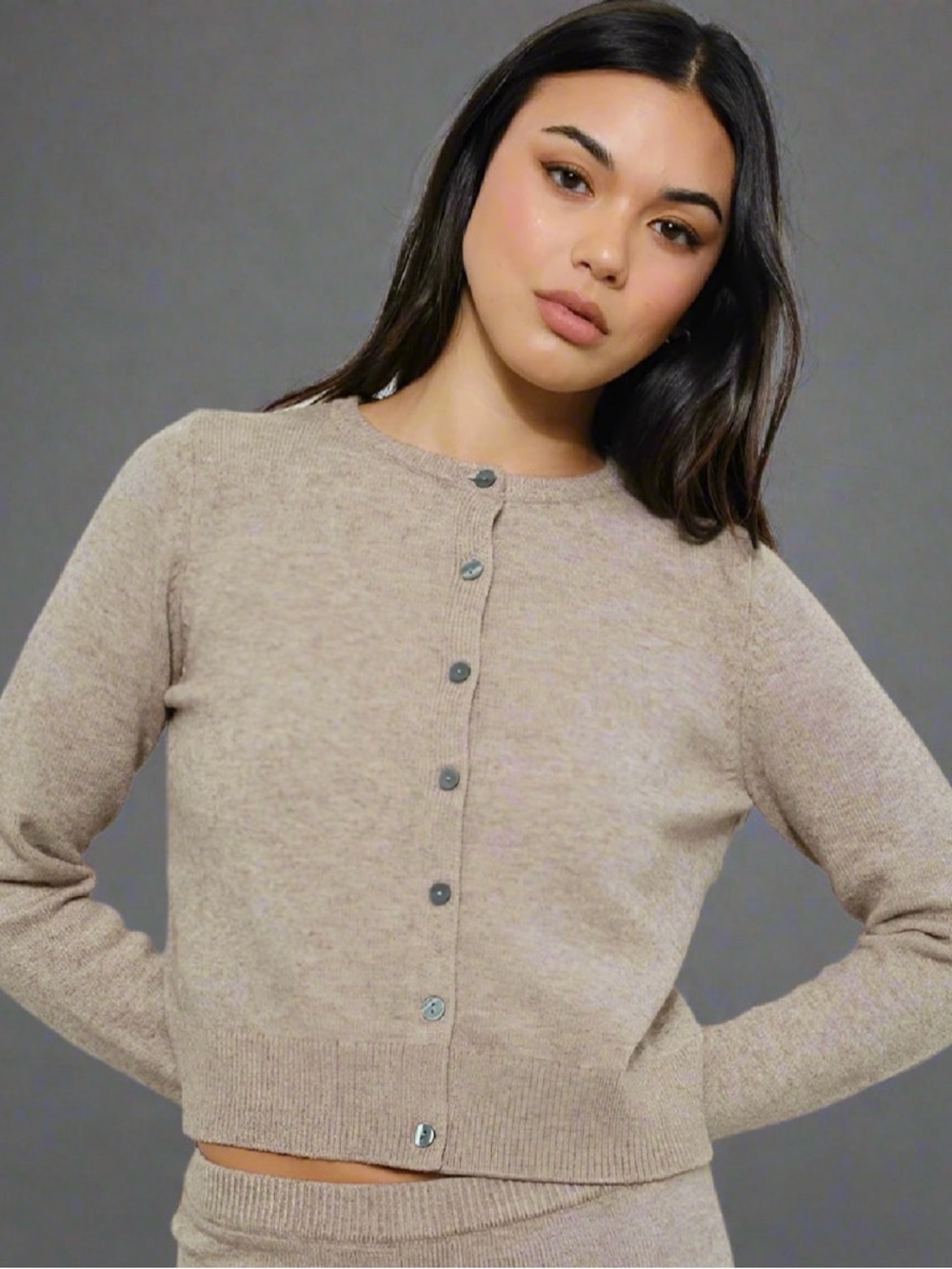 Classic Crewneck Button-Front Sweater
